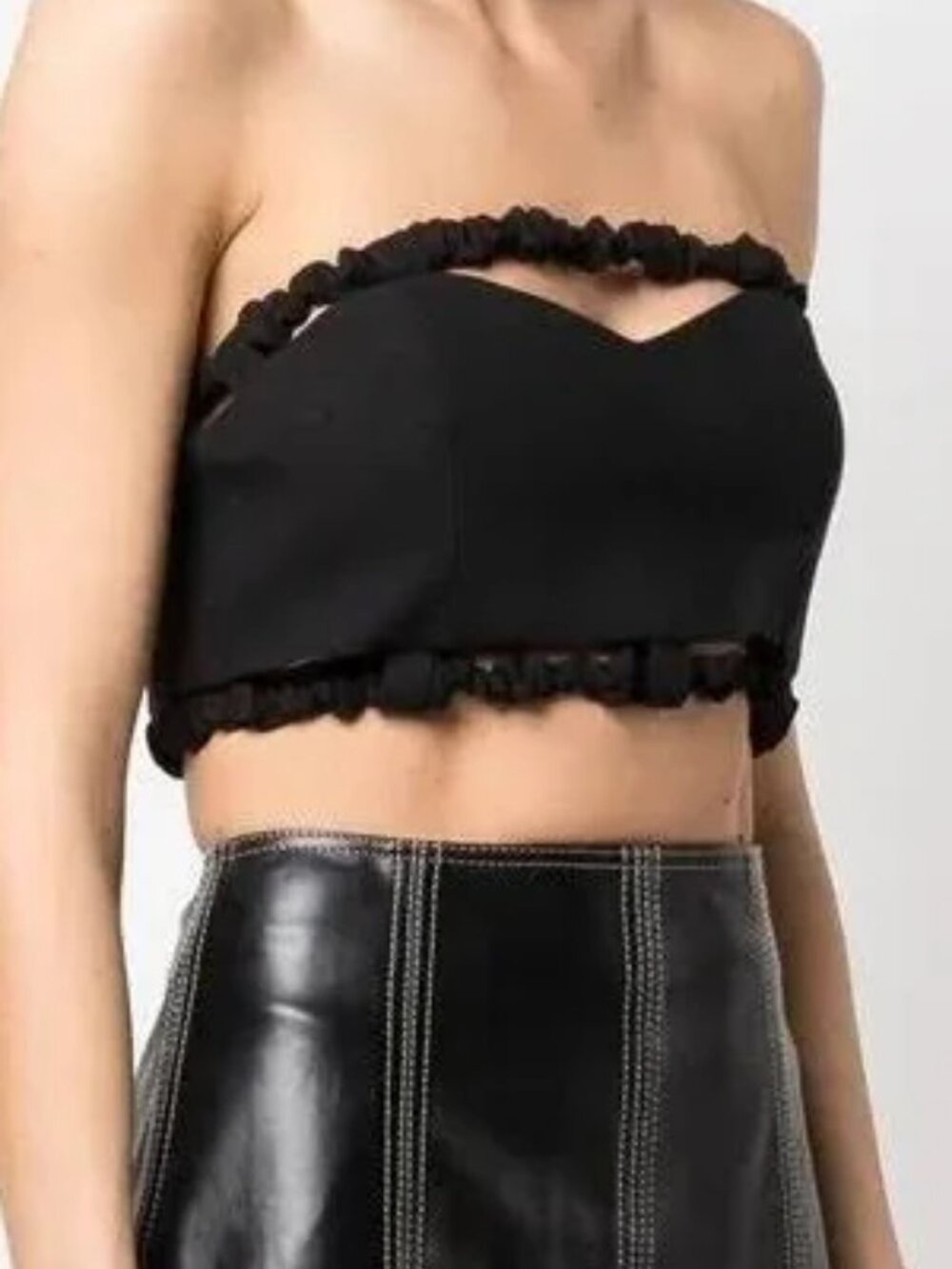 Ganni black ruffled crop top (Size 34)